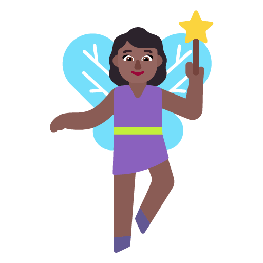 Microsoft design of the woman fairy: medium-dark skin tone emoji verson:Windows-11-22H2