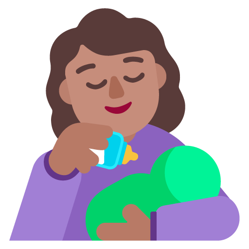 Microsoft design of the woman feeding baby: medium skin tone emoji verson:Windows-11-22H2