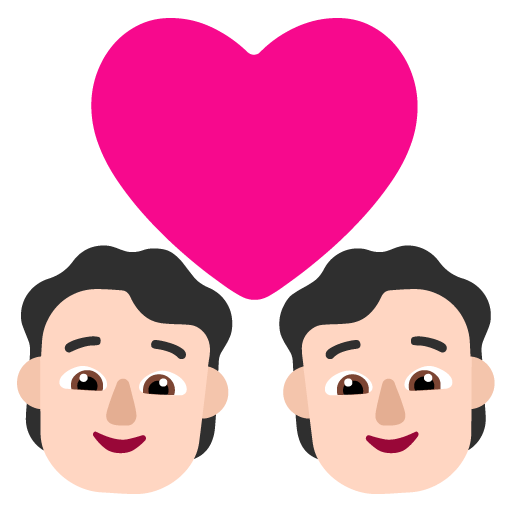 Microsoft design of the couple with heart: light skin tone emoji verson:Windows-11-22H2