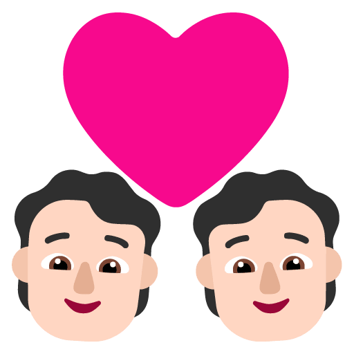 Microsoft design of the couple with heart: light skin tone emoji verson:Windows-11-22H2