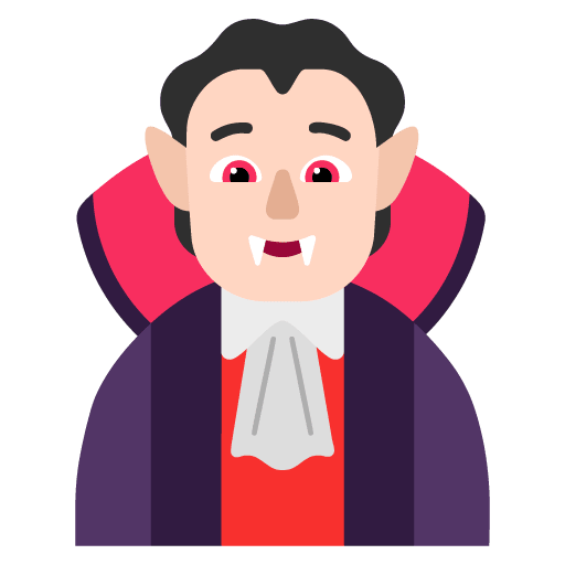 Microsoft design of the vampire: light skin tone emoji verson:Windows-11-22H2