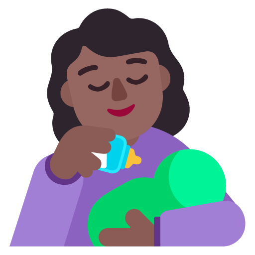 Microsoft design of the woman feeding baby: medium-dark skin tone emoji verson:Windows-11-22H2
