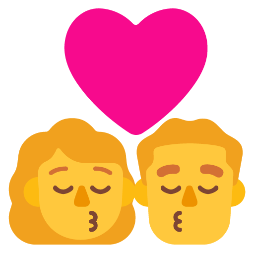 Microsoft design of the kiss: woman man emoji verson:Windows-11-22H2