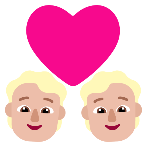 Microsoft design of the couple with heart: medium-light skin tone emoji verson:Windows-11-22H2