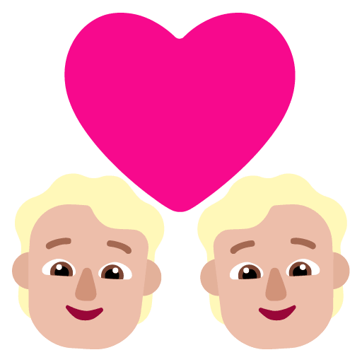 Microsoft design of the couple with heart: medium-light skin tone emoji verson:Windows-11-22H2