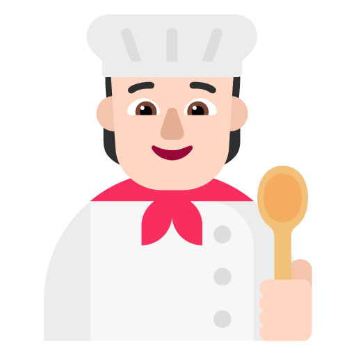 Microsoft design of the cook: light skin tone emoji verson:Windows-11-22H2