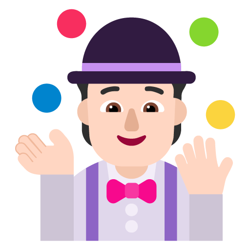 Microsoft design of the person juggling: light skin tone emoji verson:Windows-11-22H2