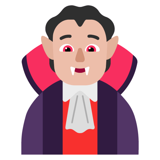 Microsoft design of the vampire: medium-light skin tone emoji verson:Windows-11-22H2