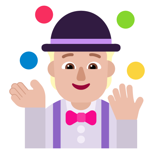 Microsoft design of the person juggling: medium-light skin tone emoji verson:Windows-11-22H2