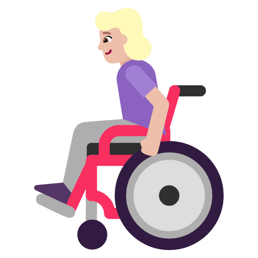 Microsoft design of the woman in manual wheelchair: medium-light skin tone emoji verson:Windows-11-22H2