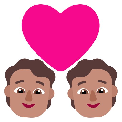 Microsoft design of the couple with heart: medium skin tone emoji verson:Windows-11-22H2