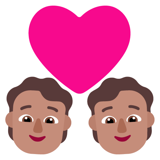 Microsoft design of the couple with heart: medium skin tone emoji verson:Windows-11-22H2