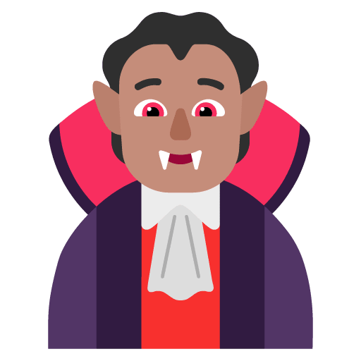 Microsoft design of the vampire: medium skin tone emoji verson:Windows-11-22H2