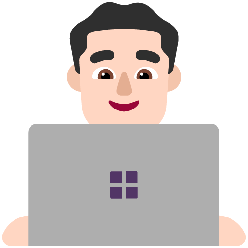 Microsoft design of the man technologist: light skin tone emoji verson:Windows-11-22H2