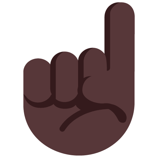 Microsoft design of the index pointing up: dark skin tone emoji verson:Windows-11-22H2
