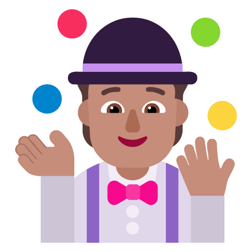 Microsoft design of the person juggling: medium skin tone emoji verson:Windows-11-22H2