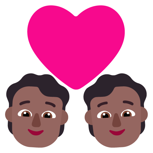 Microsoft design of the couple with heart: medium-dark skin tone emoji verson:Windows-11-22H2
