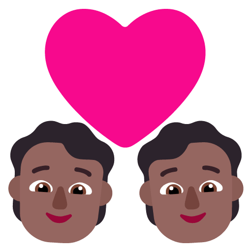Microsoft design of the couple with heart: medium-dark skin tone emoji verson:Windows-11-22H2