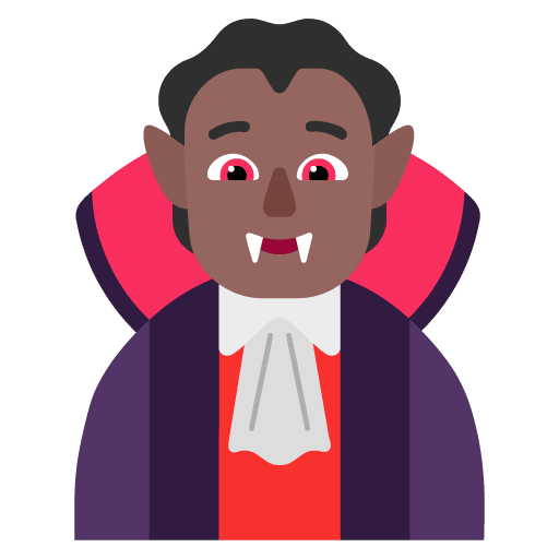Microsoft design of the vampire: medium-dark skin tone emoji verson:Windows-11-22H2