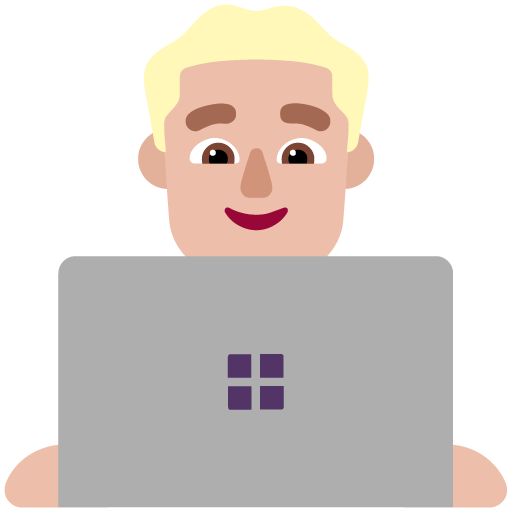 Microsoft design of the man technologist: medium-light skin tone emoji verson:Windows-11-22H2