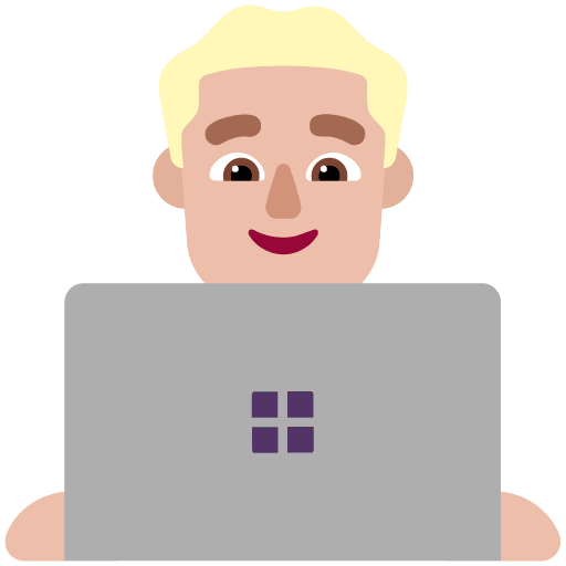 Microsoft design of the man technologist: medium-light skin tone emoji verson:Windows-11-22H2