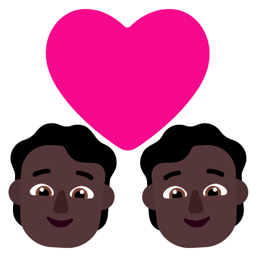 Microsoft design of the couple with heart: dark skin tone emoji verson:Windows-11-22H2