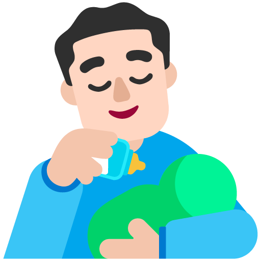 Microsoft design of the man feeding baby: light skin tone emoji verson:Windows-11-22H2