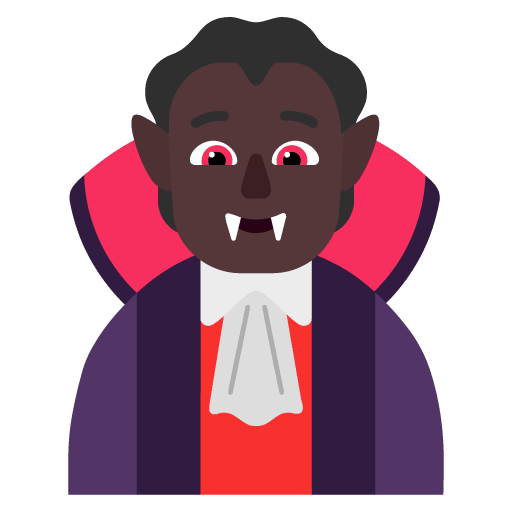 Microsoft design of the vampire: dark skin tone emoji verson:Windows-11-22H2