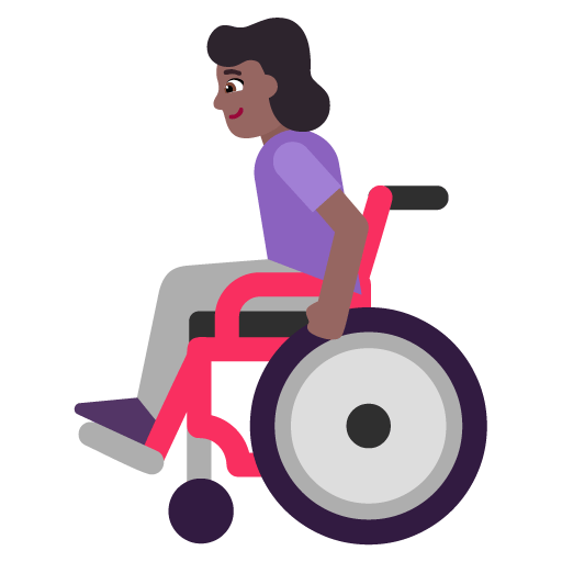 Microsoft design of the woman in manual wheelchair: medium-dark skin tone emoji verson:Windows-11-22H2