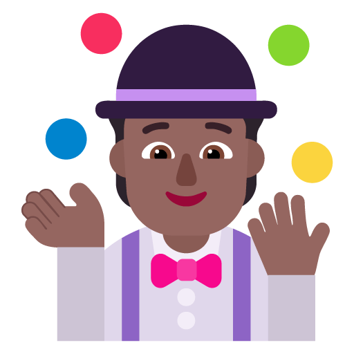 Microsoft design of the person juggling: medium-dark skin tone emoji verson:Windows-11-22H2