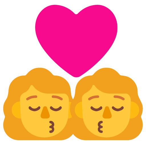 Microsoft design of the kiss: woman woman emoji verson:Windows-11-22H2