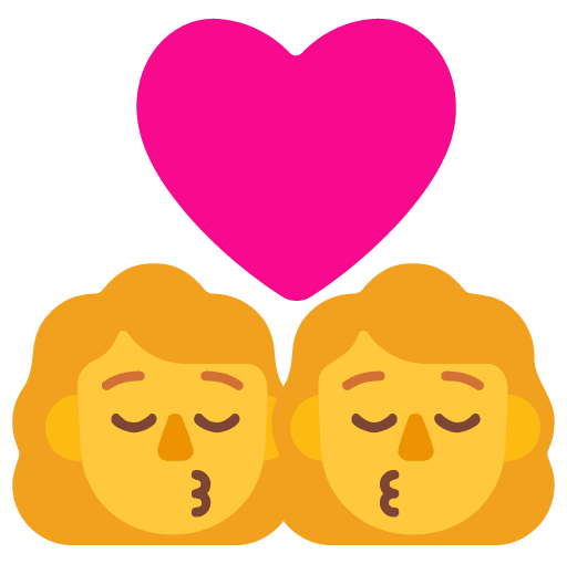 Microsoft design of the kiss: woman woman emoji verson:Windows-11-22H2