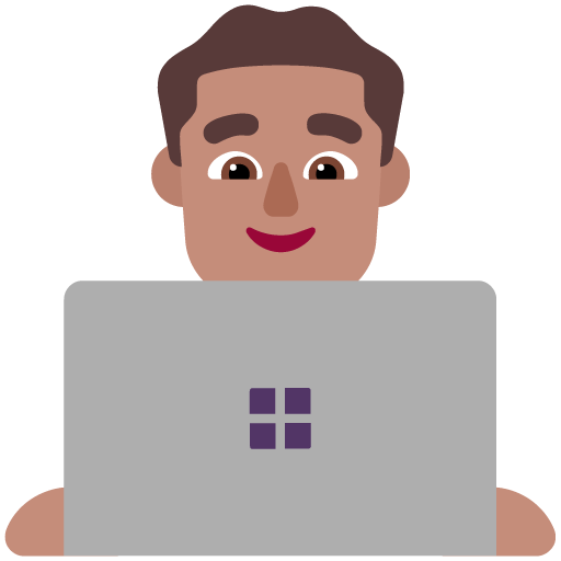 Microsoft design of the man technologist: medium skin tone emoji verson:Windows-11-22H2
