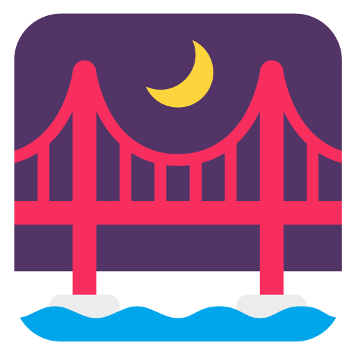 Microsoft design of the bridge at night emoji verson:Windows-11-22H2