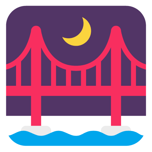 Microsoft design of the bridge at night emoji verson:Windows-11-22H2