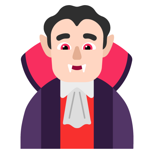 Microsoft design of the man vampire: light skin tone emoji verson:Windows-11-22H2
