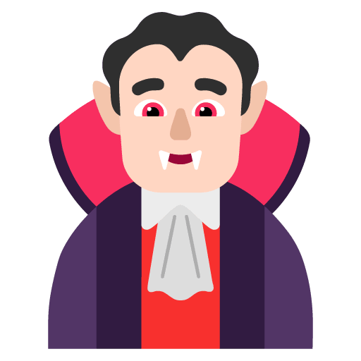 Microsoft design of the man vampire: light skin tone emoji verson:Windows-11-22H2