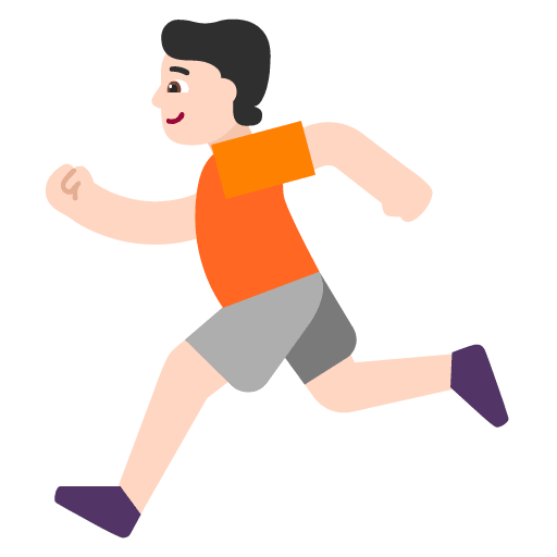 Microsoft design of the person running: light skin tone emoji verson:Windows-11-22H2