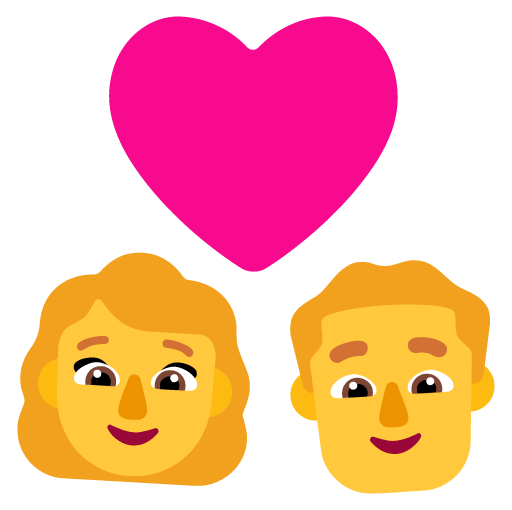 Microsoft design of the couple with heart: woman man emoji verson:Windows-11-22H2