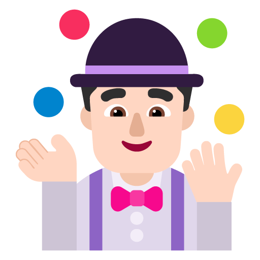 Microsoft design of the man juggling: light skin tone emoji verson:Windows-11-22H2