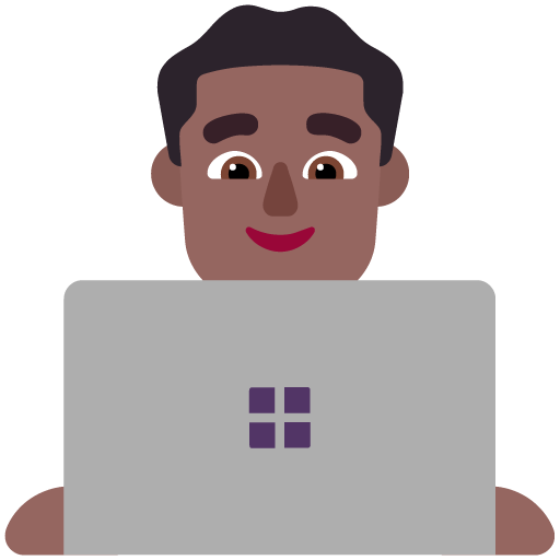 Microsoft design of the man technologist: medium-dark skin tone emoji verson:Windows-11-22H2