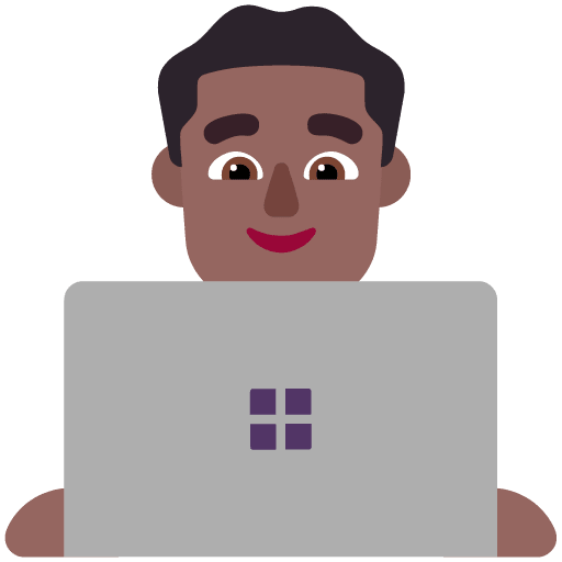 Microsoft design of the man technologist: medium-dark skin tone emoji verson:Windows-11-22H2