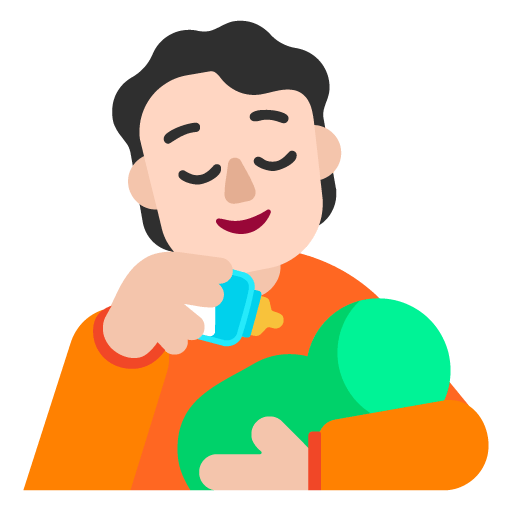 Microsoft design of the person feeding baby: light skin tone emoji verson:Windows-11-22H2
