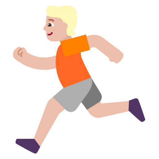 Microsoft design of the person running: medium-light skin tone emoji verson:Windows-11-22H2