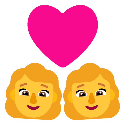 Microsoft design of the couple with heart: woman woman emoji verson:Windows-11-22H2