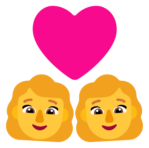 Microsoft design of the couple with heart: woman woman emoji verson:Windows-11-22H2