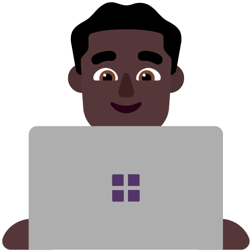 Microsoft design of the man technologist: dark skin tone emoji verson:Windows-11-22H2