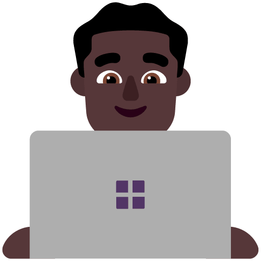 Microsoft design of the man technologist: dark skin tone emoji verson:Windows-11-22H2