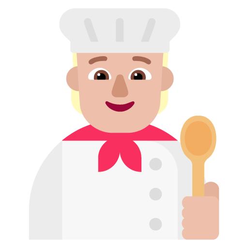 Microsoft design of the cook: medium-light skin tone emoji verson:Windows-11-22H2