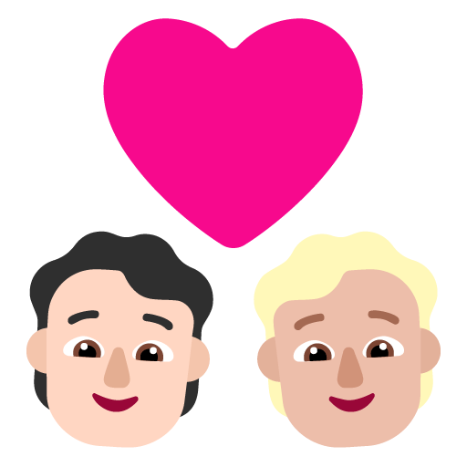 Microsoft design of the couple with heart: person person light skin tone medium-light skin tone emoji verson:Windows-11-22H2